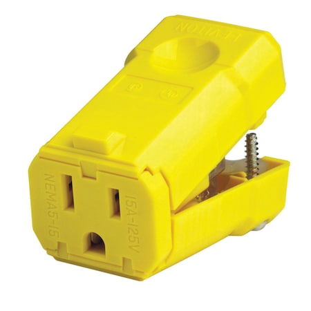 Leviton Straight Blade Plug, 5-15P, 15 A, 125V AC, 2 Pole, Screw Terminals, Grounded 05259-0VY